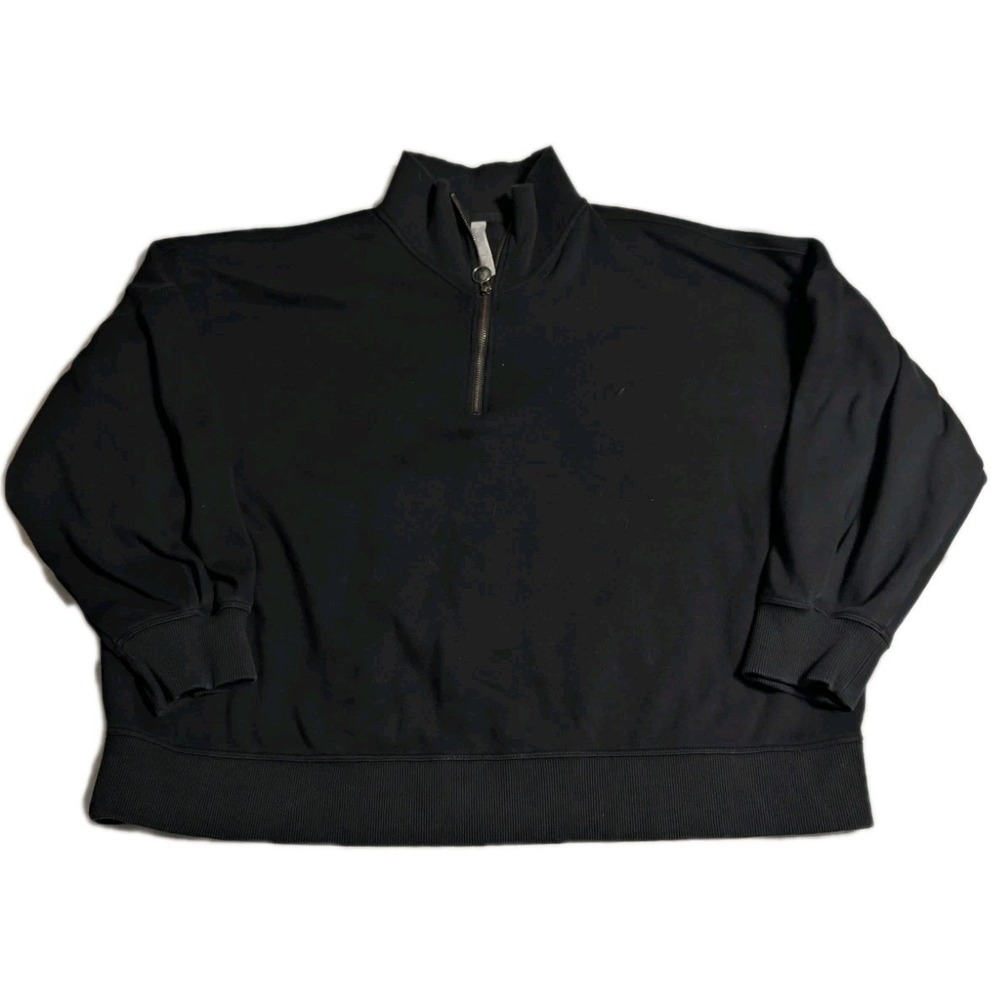 Athleta Black Quarter Zip Pullover Sweatshirt Soft Fleece Womens‎ 2X